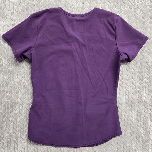 Barco Skechers Scrub Top Womens Size XS Purple Short Sleeve 3 Pockets Stretch - Picture 6 of 6